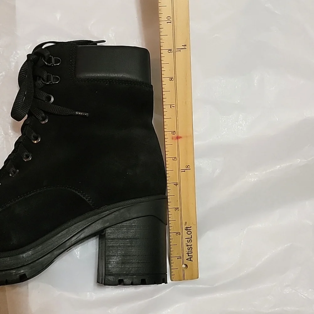 La Canadienne Perrey Waterproof Boot Black Suede Leather Platform Lug Sole sz 8